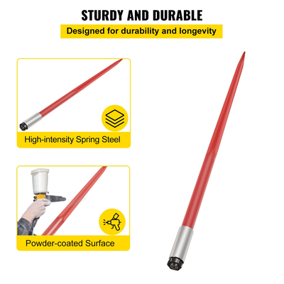 VEVOR Hay Spear 49&quot; Bale Spear 4500 lbs, Bale Spike Quick Attach Square Hay Bale Spears 1 3/4&quot; πλάτους, Κόκκινη επίστρωση Πιρούνια Bale, Bale Hay Spike με εξάγωνο παξιμάδι &amp; μανίκι για κουβάδες Tractors Loaders