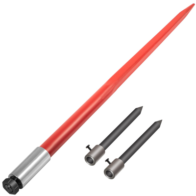 VEVOR Hay Spear 49&quot; Bale Spear 3000 lbs, Bale Spike Quick Attach Square Hay Bale Spears, Red Coated Bale Spear, Bale Hay Spike with 2 Stabilizer Spears