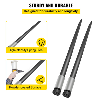 Hay Spears Bale Spikes 2 Black Hay Bale Spears 49&quot; Χωρητικότητα 4000 lbs 1 3/4&quot; Διάμετρος.