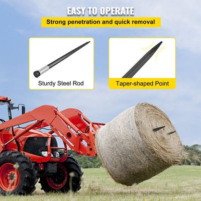 Hay Spears Bale Spikes 2 Black Hay Bale Spears 49&quot; Χωρητικότητα 4000 lbs 1 3/4&quot; Διάμετρος.