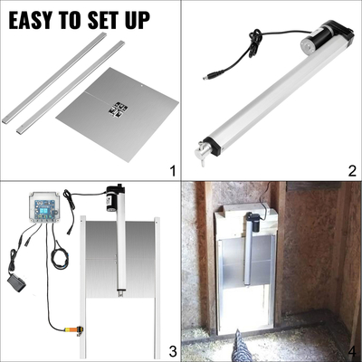 VEVOR Automatic Chicken Door Opener Kits with Light Sensor Induction 12,6x11,8&quot; Automatic Duck Coop Door Opener with Infrared Sensor Duck Goose Door Opener to Eviting Chicken, Duck, Goose from Crush