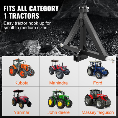 VEVOR 3 Point Hitch Receiver, 3 Point 2&quot; Receiver Trailer Hitch Κατηγορία 1 Προσαρμογέας ράβδου ρυμούλκησης τρακτέρ με καρφίτσες, Συμβατό με Kubota, Mahindra, Ford, Yanmar, John Deere, Massey Ferguson