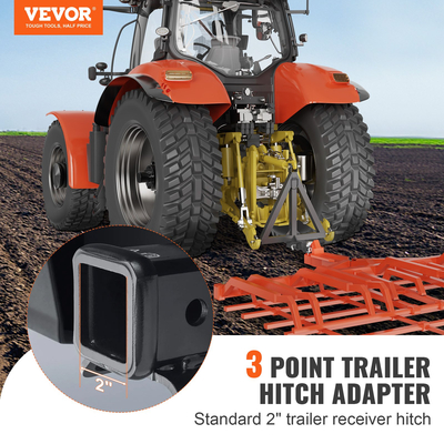 VEVOR 3 Point Hitch Receiver, 2&quot; Receiver Trailer Hitch Κατηγορία 1 Προσαρμογέας ράβδου ρυμούλκησης τρακτέρ με καρφίτσες, Συμβατό με Kubota, Mahindra, Yanmar, Ford, John Deere, Massey Ferguson