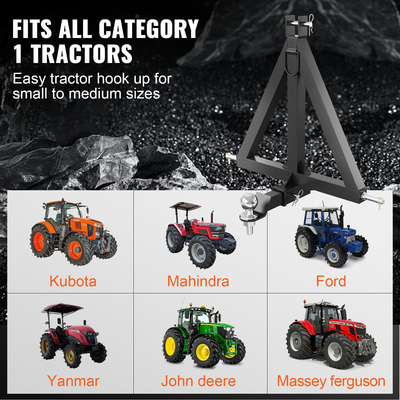 VEVOR 3 Point Hitch Receiver, 2&quot; Receiver Trailer Hitch Κατηγορία 1 Προσαρμογέας ράβδου ρυμούλκησης τρακτέρ με καρφίτσες, Συμβατό με Kubota, Mahindra, Yanmar, Ford, John Deere, Massey Ferguson