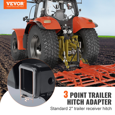 VEVOR 3 Point Hitch Receiver, 3 Point 2&quot; Receiver Trailer Hitch Κατηγορία 1 Προσαρμογέας ράβδου ρυμούλκησης τρακτέρ με καρφίτσες, Συμβατό με Kubota, Mahindra, Ford, Yanmar, John Deere, Massey Ferguson