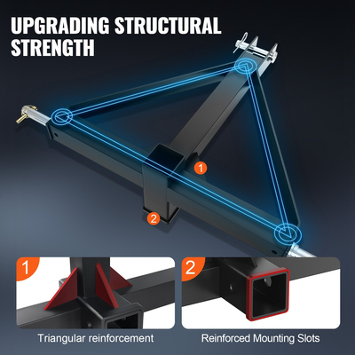 VEVOR 3 Point Hitch Receiver, 3 Point 2&quot; Receiver Trailer Hitch Κατηγορία 1 Προσαρμογέας ράβδου ρυμούλκησης τρακτέρ με καρφίτσες, Συμβατό με Kubota, Mahindra, Ford, Yanmar, John Deere, Massey Ferguson