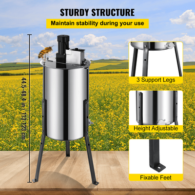 VEVOR 3 Frame Electric Honey Extractor Separator Ανοξείδωτο ατσάλι Bee Extractor Ανοξείδωτο ατσάλι Honeycomb Spinner μανιβέλα μελισσοκομική εξαγωγή φυγοκεντρικός εξοπλισμός