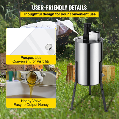 VEVOR 3 Frame Electric Honey Extractor Separator Ανοξείδωτο ατσάλι Bee Extractor Ανοξείδωτο ατσάλι Honeycomb Spinner μανιβέλα μελισσοκομική εξαγωγή φυγοκεντρικός εξοπλισμός
