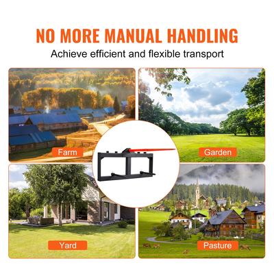 VEVOR 49&quot; Hay Spear, Bale Spears 1600lbs Loading Capacity, Skid Steer Loader Tractor Attachment with 2pcs 17,5&quot; Stabilizer Spears, Quick Attach Spike Forks