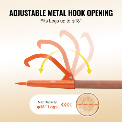 VEVOR Log Peavey 46.5 σε ξύλινη λαβή ανυψωτικό κορμών Max 18 σε κύλινδρο κορμού ανοίγματος