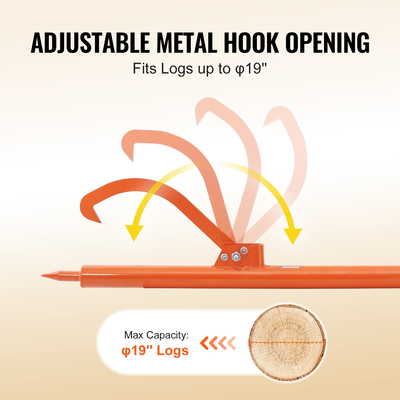 VEVOR Log Peavey 46.5 σε μεταλλική λαβή ανυψωτικό κορμών Max 19 σε κύλινδρο ανοίγματος κορμού