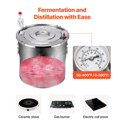VEVOR Moonshine Still 5 Gal Water Alcohol Distiller Kit ζυθοποιίας από ανοξείδωτο χάλυβα