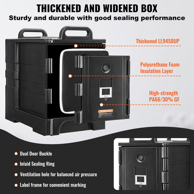 VEVOR Insulated Food Carrier Stackable Catering Dishbox 81QTx 2 Chafing Dishing Carrier