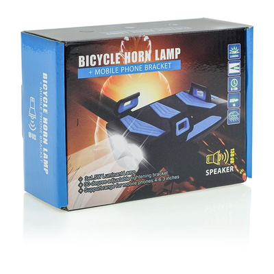 Κόρνα-Προβολέας-Βάση Κινητού-Powerbank Ποδηλάτου BLK