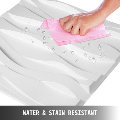 VEVOR 3D πάνελ τοίχου 13 Pack Πάνελ τοίχου Διακοσμητικά πάνελ τοίχου PVC για επιφάνεια 32 τ.μ. Πάνελ τοίχου για εσωτερική διακόσμηση τοίχων Big Wave Style 3D Πλακάκια τοίχου Λευκό 3D Τέχνης τοίχου Βαφώσιμο Μοντέρνο Πάνελ τοίχου