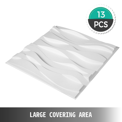VEVOR 3D πάνελ τοίχου 13 Pack Πάνελ τοίχου Διακοσμητικά πάνελ τοίχου PVC για επιφάνεια 32 τ.μ. Πάνελ τοίχου για εσωτερική διακόσμηση τοίχων Big Wave Style 3D Πλακάκια τοίχου Λευκό 3D Τέχνης τοίχου Βαφώσιμο Μοντέρνο Πάνελ τοίχου