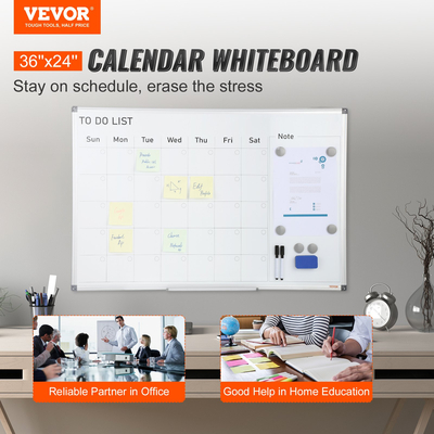 Λευκός πίνακας VEVOR Calendar, 36 x 24 ίντσες Magnetic Dry Erase Calendar Board, Monthly Planner Whiteboard για τοίχο, 1 Magnetic Erase &amp; 2 Dry Erase Marker &amp; Mobile Tray for Restaurant Office Home School