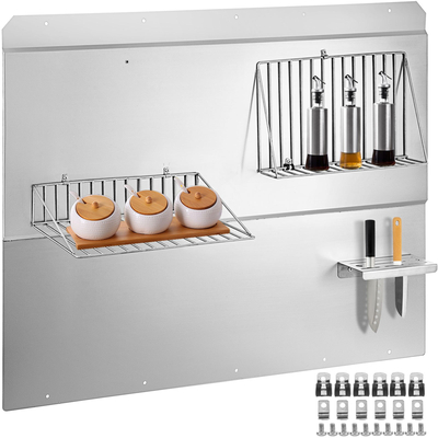VEVOR Range Backsplash με ράφι 36 x 33,9 ιντσών Ασπίδα τοίχου με κουκούλα από ανοξείδωτο ατσάλι Backsplash Ασημένιο πιτσιλάκι για κουκούλα εμβέλειας ανοξείδωτο ράφι με αφαιρούμενο ράφι, πάνελ οπίσθιας όψης σόμπας