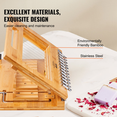 Σαπουνοκόφτης VEVOR, Κόψτε 1-12 ράβδους, Κόψτε με ακρίβεια και ακρίβεια ράβδους 1 ίντσας, Κόφτης σαπουνιού μπαμπού με ατσάλινο σύρμα, Πολλαπλός χειροποίητος κόφτης σαπουνιού για κεριά για κεριά Τυρί βούτυρο DIY