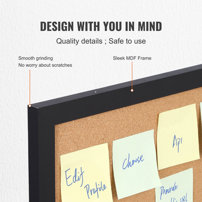 Πίνακας φελλού VEVOR, 24 x 18 ίντσες, Πίνακας ανακοινώσεων διπλής όψης με αυτοκόλλητο πλαίσιο MDF, Vision Board περιλαμβάνει 10 Pushpins, για προβολή και διακόσμηση στο γραφείο στο σπίτι και στο σχολείο