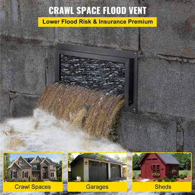 VEVOR Crawl Space Flood Vent Fund Fult Flood 8&quot;Ύψος x 16&quot; Πλάτος Εξαερισμός τοίχου