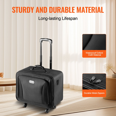 VEVOR κυλιόμενη θήκη μακιγιάζ τρένου μεγάλης αποθήκευσης 3 επιπέδων, βολική μεταφορά με λαβή, ρόδες, λουράκι, επαγγελματικό κουτί οργάνωσης αποθήκευσης μακιγιάζ Μεταφορέας αδιάβροχο Oxford, μαύρο