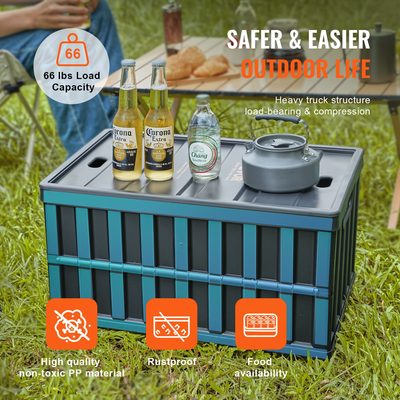 Πτυσσόμενοι κάδοι αποθήκευσης VEVOR με καπάκια, πακέτα 65 λίτρων, πτυσσόμενα πλαστικά στοιβαζόμενα βοηθητικά κιβώτια με λαβές, μεγάλα δοχεία βαρέως τύπου για ρούχα, παιχνίδια, βιβλία, σνακ, παπούτσια και οργάνωση παντοπωλείου