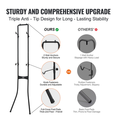 Βάση αποθήκευσης ποδηλάτου VEVOR 2, Κάθετη σχάρα ποδηλάτου τοίχου με βαρύτητα, πλήρως ρυθμιζόμενο γκαράζ, στιβαρό ατσάλι &amp; εύκολη συναρμολόγηση, για γκαράζ, σαλόνι, υπόστεγο, χωράει έως και 90 λίβρες μαύρο