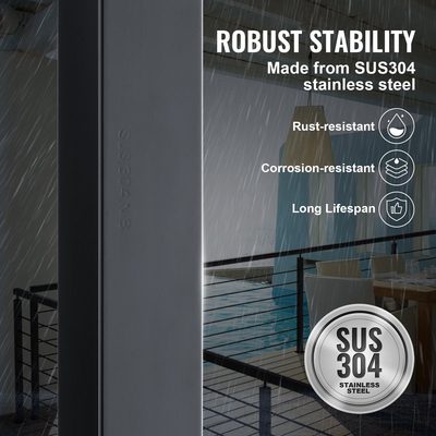 Στύλος Cable Rail VEVOR, 42 x 1,97 x 1,97&quot;, Επίπεδος στύλος σκάλας κατάστρωμα, κιγκλίδωμα καλωδίου από ανοξείδωτο χάλυβα βουρτσισμένος φινίρισμα κιγκλίδωμα κατάστρωμα DIY Picket χωρίς τρύπα κιγκλίδωμα σκάλας με βάση στήριξης Μαύρο