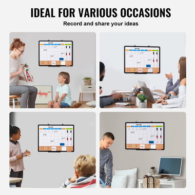 VEVOR 24&quot;x18&quot; Μηνιαίο ημερολόγιο Whiteboard &amp; Cork Board με πλαίσιο αλουμινίου