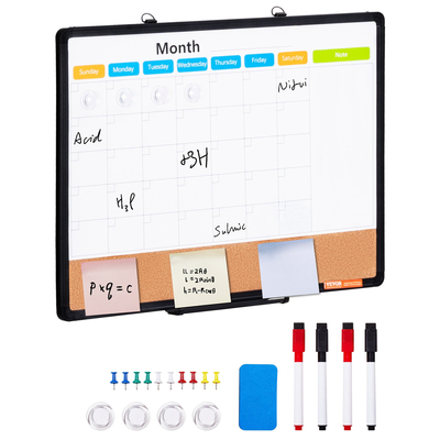VEVOR 24&quot;x18&quot; Μηνιαίο ημερολόγιο Whiteboard &amp; Cork Board με πλαίσιο αλουμινίου