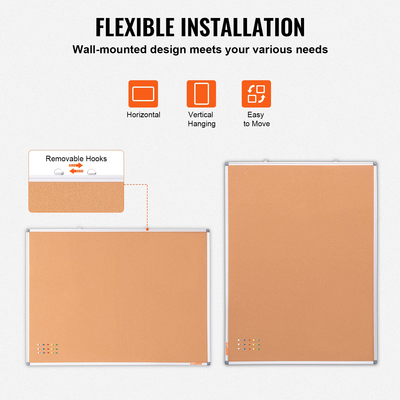 VEVOR 48&quot;x36&quot; μεγάλη σανίδα από φελλό – Επιτοίχιος πίνακας ανακοινώσεων με πίνακα καρφίτσας
