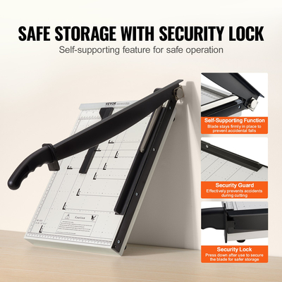 Κόφτης χαρτιού VEVOR, κουρευτική γκιλοτίνα, μήκος κοπής 15&quot;, χωρητικότητα 16 φύλλων, χαρτοκόφτης βαρέως τύπου γκιλοτίνας με προστατευτικό κιγκλίδωμα/ κλειδαριά λεπίδας για χαρτόνι/χαρτόνι, κουρευτικό χαρτιού για το σχολείο στο σπίτι