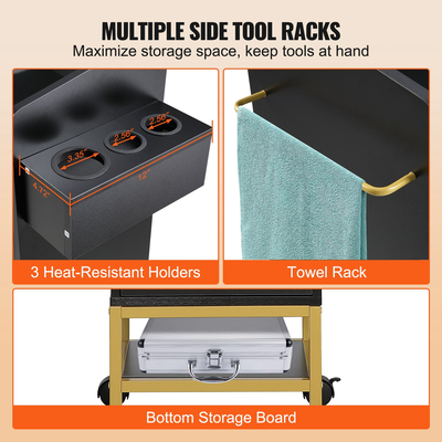 Καροτσάκι καροτσιού αποθήκευσης VEVOR Beauty Salon, Γυάλινο ντουλάπι κομμωτηρίου σταθμού για στυλίστρια με συρτάρι και στεγνωτήριο, καρότσι κομμωτηρίου MDF σε τροχό σε 4 ρόδες (2 που κλειδώνουν) για Barber Beauty SPA