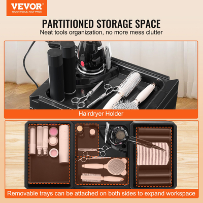 Καροτσάκι VEVOR Beauty Salon, Πλαστικό καρότσι κομμωτηρίου για στυλίστα με 5 αφαιρούμενα συρτάρια &amp; θήκη στεγνωτηρίου, κυλιόμενο καρότσι κομμωτηρίου με 4 ρόδες (2 που κλειδώνουν) για Beauty SPA Barbershop