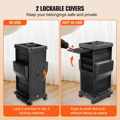VEVOR Ultimate Salon Cartrolley Cart, Lockable Beauty Salon Cart for Stylist με 6 αφαιρούμενα συρτάρια &amp; θήκη εργαλείων, Πλαστικό καρότσι κομμωτηρίου με ρόδες που κλειδώνουν για Beauty SPA Barber