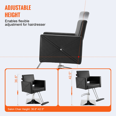 Καρέκλα κομμωτηρίου VEVOR, Καρέκλα κουρείου για κομμωτή, καρέκλα styling με υδραυλική αντλία βαρέως τύπου, καρέκλα κομμωτηρίου 360° περιστρεφόμενη με στήριγμα ποδιών για Beauty Spa σαμπουάν, μέγιστο βάρος φόρτωσης 330 lbs, μαύρο