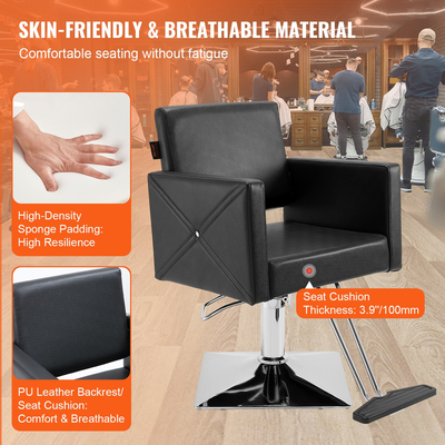 Καρέκλα κομμωτηρίου VEVOR, Καρέκλα κουρείου για κομμωτή, καρέκλα styling με υδραυλική αντλία βαρέως τύπου, καρέκλα κομμωτηρίου 360° περιστρεφόμενη με στήριγμα ποδιών για Beauty Spa σαμπουάν, μέγιστο βάρος φόρτωσης 330 lbs, μαύρο