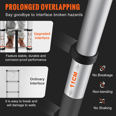 VEVOR Telescoping Ladder Aluminium Extension Step 12,5 ft Φορητό πολλαπλών χρήσεων