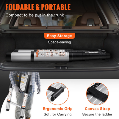 VEVOR Telescoping Ladder Aluminium Extension Step 12,5 ft Φορητό πολλαπλών χρήσεων