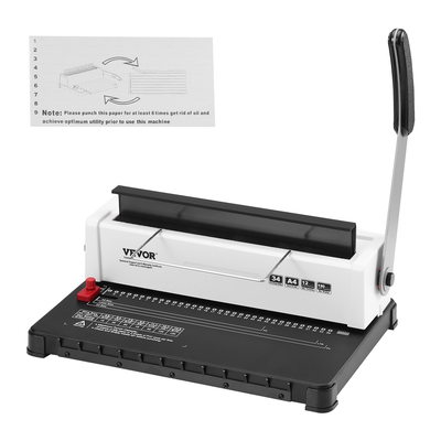 VEVOR Coil Spiral Binding Machine, Manual Book Maker 34-Holes Binding 120 Sheets, Punch Binder Adjustable 3/16&quot; - 9/16&quot; Coil Binding Spines, for Letter Size, A4, A5