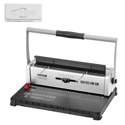 VEVOR Coil Spiral Binding Machine, Manual Book Maker 34-Holes Binding 120 Sheets, Punch Binder with Adjustable 3/16&quot; - 9/16&quot; Coil Binding Spines and Side Margin, for Letter Size, A4, A5
