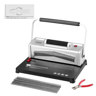 VEVOR Coil Spiral Binding Machine, Manual Book Maker with Electric Binding, 46-holes Binding 500 Sheets Punch Binder, with 100pcs 5/16&#039;&#039; Coil Binding Spines, for Letter Size, A4, A5