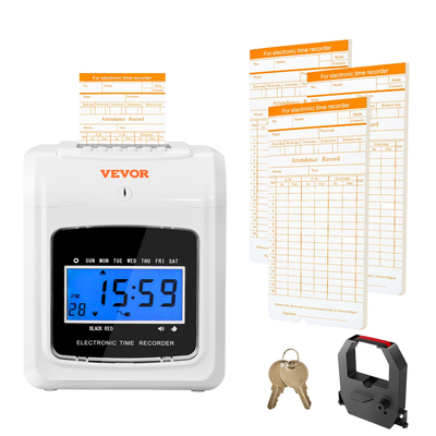 VEVOR Time Card Attendance Recorder 102 Time Cards Badge Machine