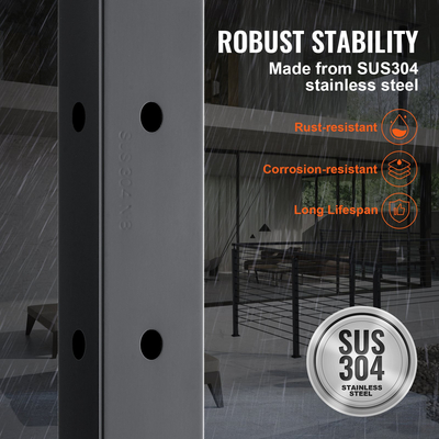 Στύλος κιγκλίδωμα καλωδίου VEVOR 42x2x2 ιντσών γωνιακό κιγκλίδωμα τρύπας σε σχήμα L μαύρο 1τεμ