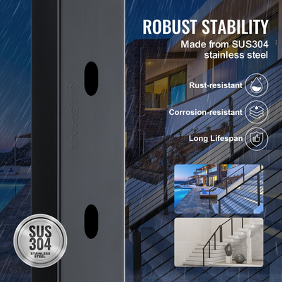 Στύλος κιγκλίδωμα καλωδίου VEVOR 36x2x2 in 30° γωνιακή τρύπα κιγκλίδωμα σκάλας Μαύρο 1 τεμ.