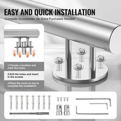 VEVOR 59 σε κουπαστές για εξωτερικά σκαλοπάτια Σκάλα για βεράντα στο κατάστρωμα Πλαϊνή βάση