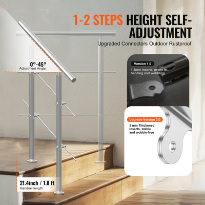 VEVOR 31,5 in κιγκλιδώματα για εξωτερικά σκαλοπάτια 2 crossbars σκάλα για βεράντα στο κατάστρωμα