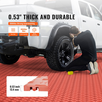 VEVOR Πλακάκια γκαράζ Interlocking, 12 x 12 x 0,53 ιντσών 25 Pack Πλακάκια δαπέδου γκαράζ, αντιολισθητικά πλακάκια δαπέδου γκαράζ διπλής όψης, για γκαράζ, υπόγεια, επισκευαστήρια, κόκκινο
