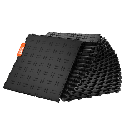 VEVOR Πλακάκια γκαράζ Interlocking, 12 x 12 x 0,53 ιντσών 50 Pack Πλακάκια δαπέδου γκαράζ, αντιολισθητικά πλακάκια δαπέδου γκαράζ διπλής όψης, για γκαράζ, υπόγεια, επισκευαστήρια, μαύρο